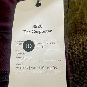 CAbi The Carpenter Cargo Utility Pants Deep Plum Purple Slim Style #3926 Size 8